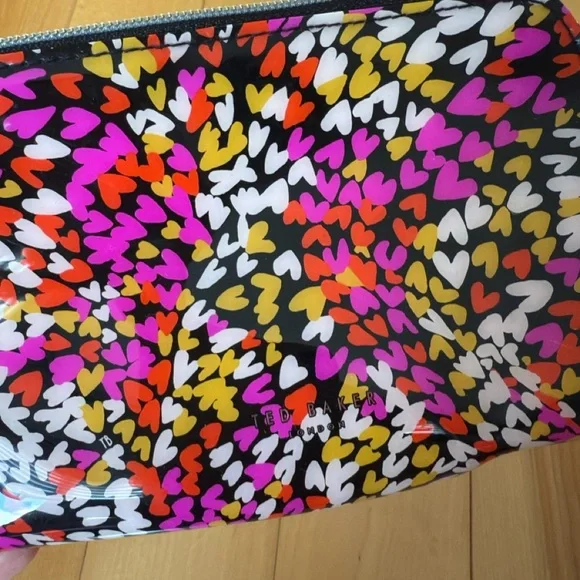 Multicolor Heart Pattern Ted Baker Pouch - Picture 2 of 2